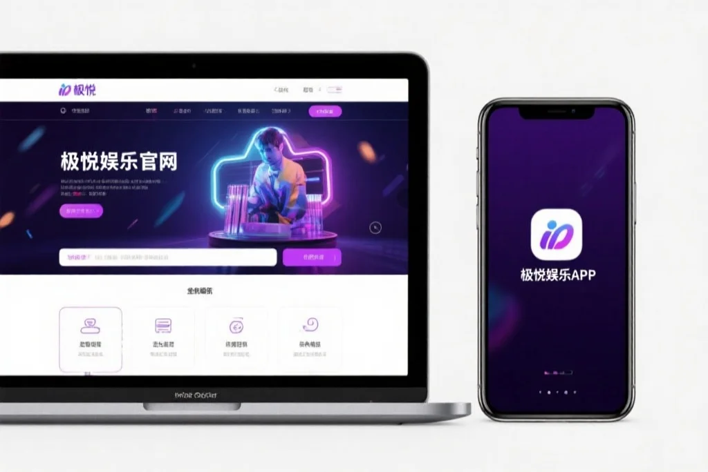 一台笔记本电脑屏幕上显示着蓝狮娱乐官网的界面，旁边是一部手机显示着蓝狮娱乐APP，两者并列对比